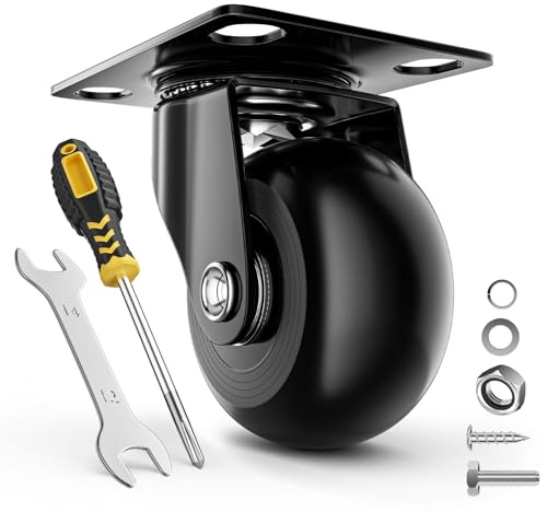 COSYLAND 4er Set Schwerlastrollen 50mm ohne Bremse bis 320kg - Lenkrollen für Möbel & Transportrollen - Belastbare Industrierollen - Laufrollen für Werkbank, Rollen für Möbel klein