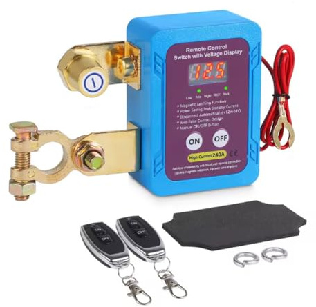 Gurtt 240A Wireless Car Battery Isolator Switch with Remote Control 12 V Battery Isolator Switch with Voltage Display for Car Rv Atv Truck