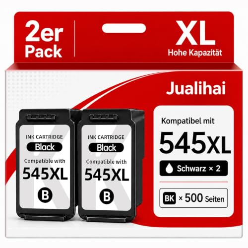 Jualihai 545-XL Schwarz Druckerpatronen Ersatz für Canon PG-545XL | Kompatibel für Pixma TS3350 TR4551 TS3450 MX495 TR4550 TR4650 TS3150 MG2550 MG2950 (Nicht Original, mit Smart Chip)