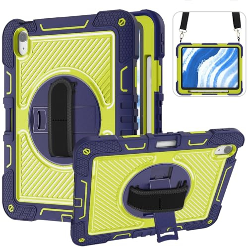 Tablethülle Apple iPad Air 11 2026/2025 / 2024 Hybrid 360 Grad Schultergurt Grün/Blau