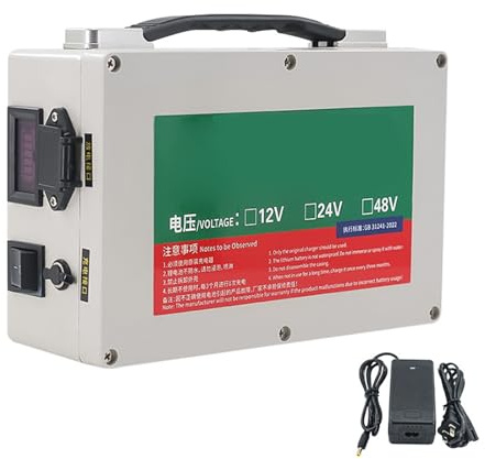 HJGHY 48V 20Ah, 12V 15Ah 20Ah 30Ah Portable Outdoor Water Pump Battery 24V 48V 20Ah Rechargeable Lithium Battery with Charger for Home Use Emergency