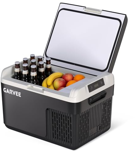 RBFGYIOP 12L Car Fridge Freezer Camping Fridge, Portable Refrigerator 12/24V DC 100-240V AC, Electric Cool Box Low Noise <43dB, -20℃ to 20℃, Compressor Fridge for Camping, RV, Road Trip, Picnic