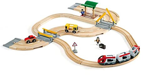 BRIO World 33209 - Straßen und Schienen Reisezug Set Mehrfarbig, 76 x 75 x 0.02 cm