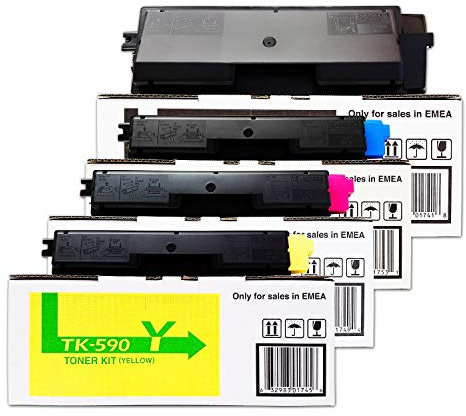 Kyocera/Mita FS-C 5250 DN (TK-590 K / 1T02KV0NL0 / TK-590 C 1T02KVCNL0 / TK-590 M / 1T02KVBNL0 / TK-590 Y / 1T02KVANL0) / - original Toner Set/schwarz 7.000 Seiten/cyan magenta gelb je 5.000 Seiten