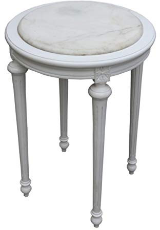 Casa Padrino Barock Beistelltisch Rund Weiß/Weiß Marmorplatte ModY24 72 x 49 cm Antik Stil