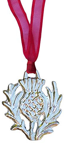 Kiwi en France Zinn (Pewter) Weihnachtsdekoration Distel auf Organzaband (rot, blau, grün oder lila Band). Hand gegossen von William Sturt Fine Pewter.