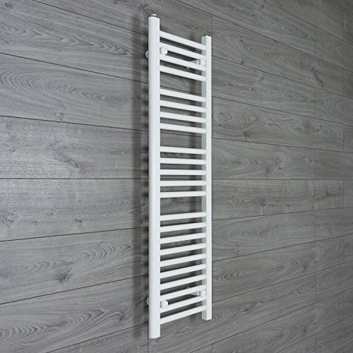 350mm Wide x 1200mm high Heated Towel Rail Straight Flat White Bathroom Warmer Radiator Rack Central Heating