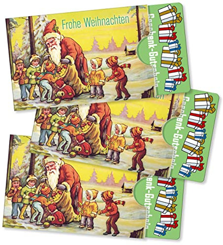 cardbox 3X Weihnachts-Kartenhülle Frohe Weihnachten - DIE ETWAS ANDERE WEIHNACHTSKARTE - Verpackung von Geschenkgutscheinen, Gutscheinkarten, Geld Weihnachtsmotiv Weihnachtsmann/Material: KARTON