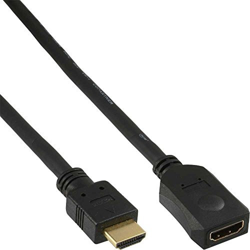 InLine 17635G HDMI Verlängerung High Speed Stecker auf Buchse vergoldete Kontakte 5m schwarz