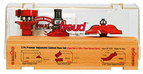Freud 97-276: 3 Piece Premier Adjustable Cabinet Bit Set, ogee & roman ogee profile