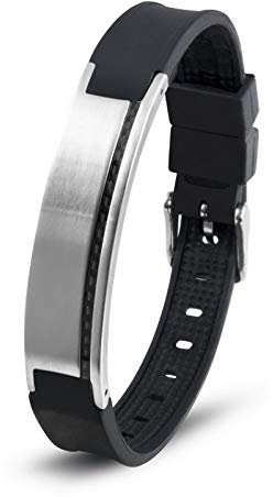 Magnetarmband mit 2 SmCo Magnete & Germanium Stein Ge32 - Armband für Damen und Herren mit einer gebürsteten Schmuckplatte 2 SmCo-Magnete & Germaniumstein Ge32, Größe:15-21cm Umfang, Breite 13cm