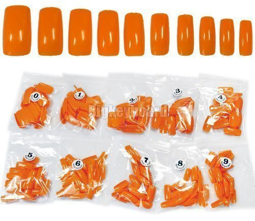 500 French Acrylic Artificial Full False Nail Art Tips (Orange)