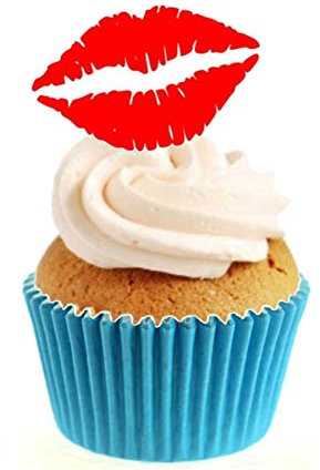 Sprinkles & Toppers Ltd Red Lips Kiss Edible Stand Up Wafer Paper Cake Toppers (12 Pack)