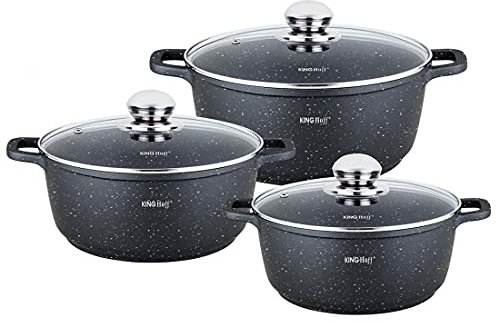 6 tlg. Topfset 3xTöpfe Antihaftbeschichtung 2,3/4,5/6.5L KINGHOFF KH-1606