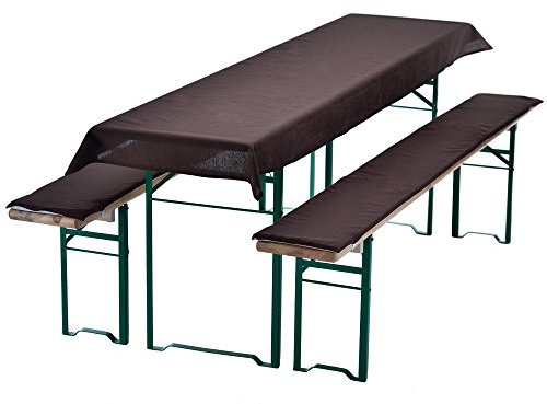 DILUMA | Bierbankauflagen Set Braun | 1x Tischdecke 240x90 cm für 220x70 cm Biertische und 2X gepolsterte Bierbankauflage 220x25 cm | Auflagen Set für Bierzeltgarnitur | Gepolstert, ÖkoTex100
