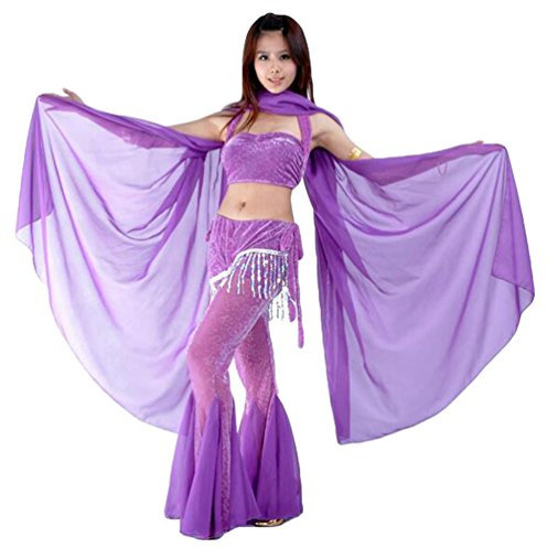 ZhiYuanan Damen Chiffon Handtuch Bauchtanz Schal Schleier Bauchtanz Schleier Tanzschleier Tief Violett