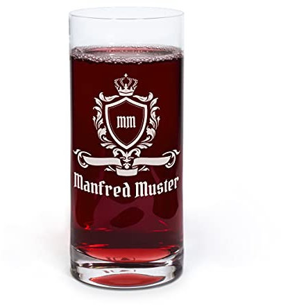 printplanet® Graviertes Glas - Leonardo® Trinkglas mit Gravur (mit Name oder Text personalisiert) - Design Royal