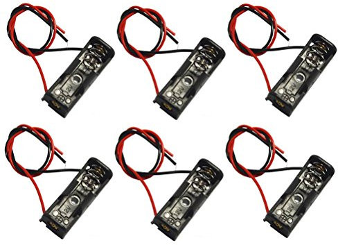 LampVPath 12V Battery Case with Leads Wires (6x 12V 23A Battery Holder with Lead Wires, Black, Plastic)