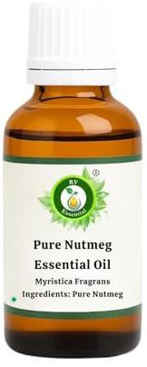 R V Essential Reines Muskatnuss Ätherische Öl 10ml (0.338 Unzen) - Myristica Fragrans (100% reiner und natürlicher Dampf destilliert) Pure Nutmeg Essential Oil | 100 % rein und natürlich dampfdestilliert