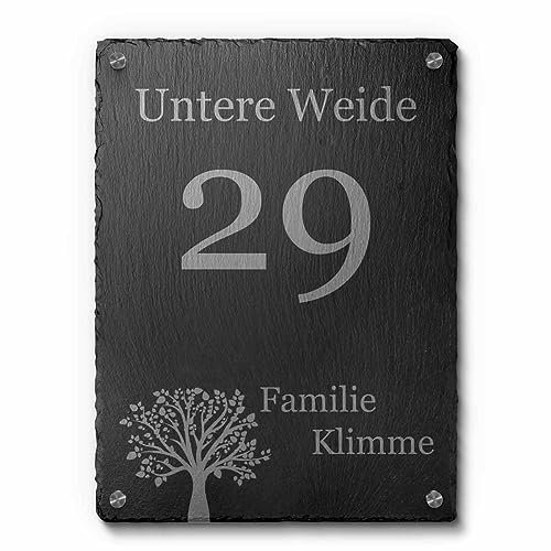 Schiefer Hausnummer & Straße Namen 30x40 cm Wunsch-Gravur Namensschild Schild