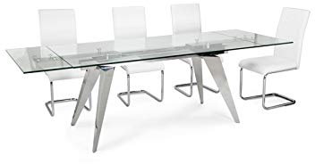 MerkaHome Mesa de Comedor de Cristal Extensible 160x90 cm Mallorca