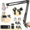CAHAYA Microphone Stand Microphone Suspension Boom Scissor Arm Stand Adjustable 3/8 to 5/8 and 3/8 to 1/4 Screw Adapter Black, CY0260