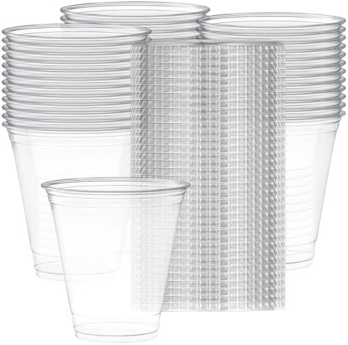 Vasos grandes de plástico transparente para bebidas frías con tapas planas ranuradas para café helado, té, batidos, granizado, burbujas, Boba, sin BPA