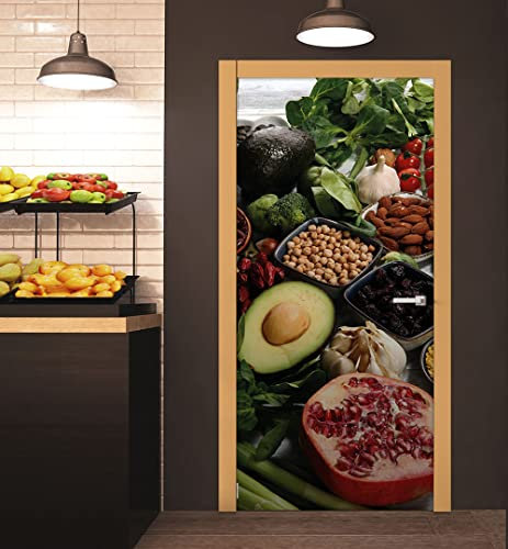 MyMaxxi - Tür bekleben mit Türtapete Türposter Türfolie Selbstklebend 90x200 Essen 08 - Tür verschönern mit Türfolie - Türaufkleber Türklebefolie Avocado Granatapfel