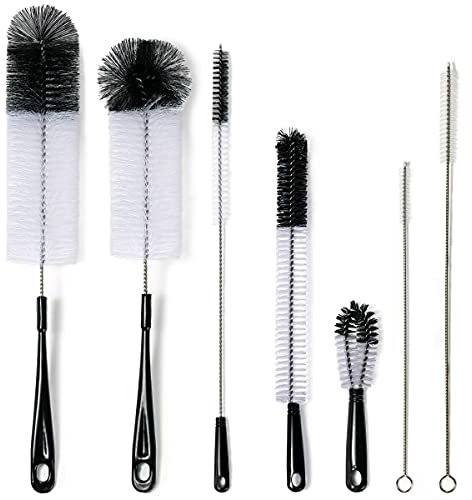 CVNDKN 7 Pack Bottle Cleaner Brush Set,Long-Handled Nylon Cleaning Brush for Narrow Neck Wine Bottles, Baby Bottles, Vacuum Flasks, Sports Water Cups, Elbow Water Bottles, etc.(Black)