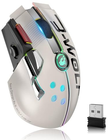 UrChoiceLtd X6 PRO - Mouse wireless da gioco, ultra-leggero, sensore Pixart PAW3325, fino a 12000 DPI, 2,4 G/USB-C, 6 pulsanti programmabili, batteria da 1000 mAh, per PC/MAC/PS4/XBOX (bianco)