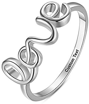 Liebesring für Frauen Versprechen Ringe für ihre Frauen personalisierte gravierte Benutzerdefinierte Name Sterling Silber Mutter Tochter Teenager Mädchen Müttertag