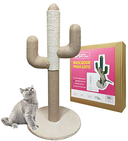 BPS Árbol Rascador para Gato Juguete para Gatos con Forma Cactus Material Rugoso (Beige) BPS-10733
