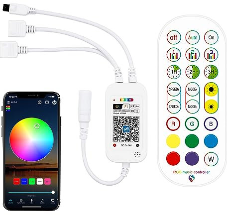 VIPMOON WIFI LED Strip Controller, 24 Tasten LED-Musik-Controller, DC 5-24 V IR Fernbedienung, Wireless RGB Kontroller, 4Pin Stripe Streifen für 5050 3528 LED-Streifen