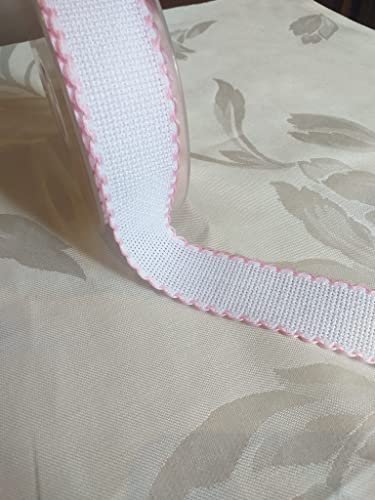 NASTRIFICIO ROSSI SAS Nastro Tela aida punto croce Ortensia (33 mm, rosa 077)