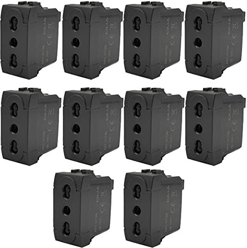 10 Pezzi Presa Bipasso Compatibile Living Light 2P+T 16A ANMECS Presa Bivalente Compatibile per serie Civile Bticino living international Nero(10 Pezzi)