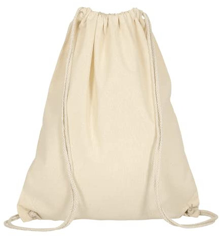 TEXXILLA 10er Pack Turnbeutel - Oeko-TEX 100 Zertifiziert | mit robusten Zugbändern | 38x46cm | Jutebeutel | Einkaufstasche | unbedruckt, Farbe:Natur, Größe:10 Stück