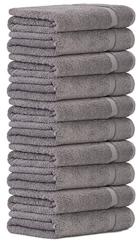Luckytowel 10er Set Saunatücher 80x200 cm 100% Baumwolle, 600g/m² Oeko-Tex Saunatuch-Set 10er Pack Grau
