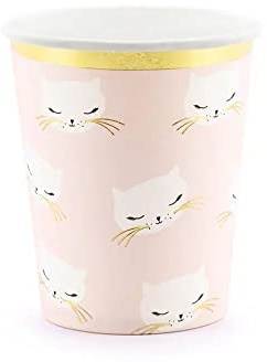 Generico 18 PEZZIi BICCHIERE CARTA gatto ROSA 200 ml