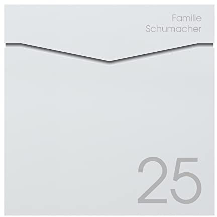 Wandbriefkasten NF71b MOCAVI Box 710 Design-Briefkasten Weiss mit Zeitungsfach inkl. Name und großer Hausnummer, Postkasten mit Zeitungsrolle, wetterfest, rostfrei