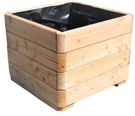 Gartenwelt Riegelsberger Massiver Pflanzkasten Mammut 50x50x39 cm aus Lärchenholz Natur Blumenkasten Blumentopf Pflanzkübel Kräutertopf Balkonkasten fertig montiert