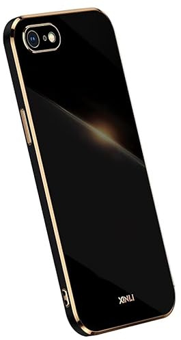 Topme Silikonhülle für iPhone 6 / iPhone 6s (4.7 Inches), [handyhülle im Goldrand-Stil] - Schwarz