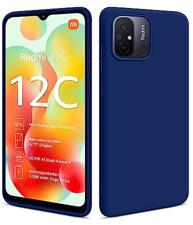 HSP Hülle für Xiaomi Redmi 12C, Silikon Handyhülle, Dünn Case, Slim, Blau | Kameraschutz, matt, passgenaue Aussparungen, erhöhte Ränder, Handy Schutzhülle, Silikonhülle, Phone Cover, Silicone