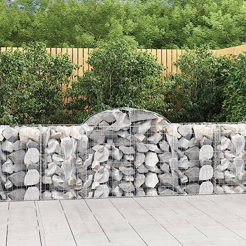 Youuihom Gabionenbeete, Gabionenzäune, Gabionen mit Hochbogen 30 STK. 200x50x80/100cm Verzinktes Eisen Geeignet für Balkone, Terrassen, Decks, Gärten, Hinterhöfe, Innenhöfe