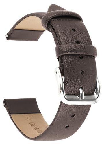 Amaxiu Uhrenarmband aus weichem Kalbsleder, Vintage-Stil, 18 mm/20 mm/22 mm, 22 mm, dunkelbraun, 18mm, 20mm, 22mm, Vintage