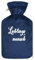 Personalisierte Öko Wärmflasche mit Fleece Bezug 1.8 Liter (Dunkelblau)