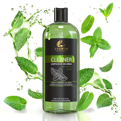 Cleaner 2 en 1 - Para Sistemas de UV/LED - Limpiador de Residuos de Esmalte - Uso en Uñas Permanentes/Semipermanentes - Elimina la Capa Pegajosa de Uñas Gel - Aroma a Menta (1000 ml)