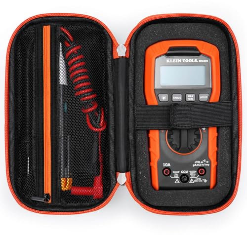 kingsung Étui rigide compatible avec les multimètres Klein Tools MM400/MM325 et Fluke 117/116/101, étui de transport de protection, orange noir