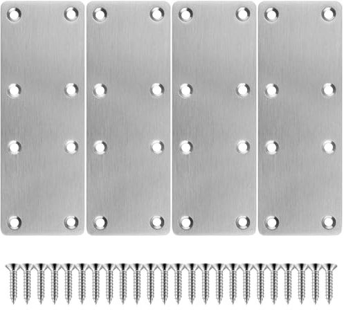 4 soportes planos para madera, placas de reparación de 50 x 140 cm, placas de unión planas, soportes de fijación planos con tornillos para reparar muebles