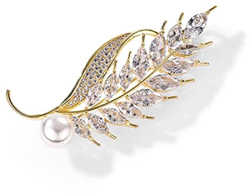 Damen Brosche Elegant Goldene Blattbrosche weibliche exquisite Luxus Temperament Corsage Strass Brosche Kleidung Metall Trend Zubehör Damen Brosche Elegant Vintage