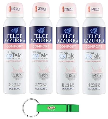 Felce Azzurra - Deodorante Spray Comfort con formula IdraTalk Efficacia 48 ore, senza macchie - con latte idratante da 150 ml + portachiavi Beni Culinari